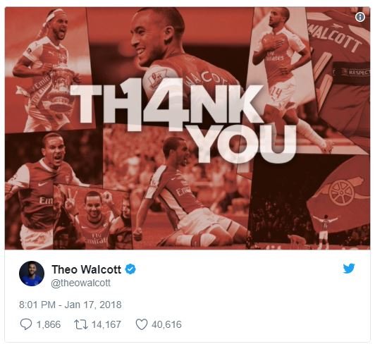 Vco valcott thank you theo walcott theowalcott 8.01 pm jan 17, q 1,866 17 14,167
