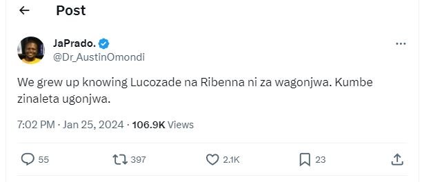 Post japrado dr_austinomondi we grew up knowing lucozade na ribenna ni za wagonj