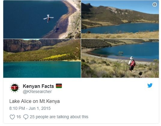 Kenyan facts kresearcher lake alice on mt kenya 8.10 pm jun 16 q 25 people are t