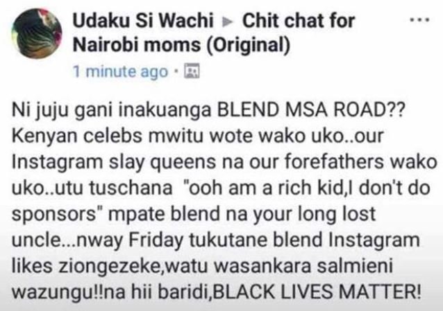 Udaku si wachi chit chat for nairobi moms original minute ago ni juju gani inaku