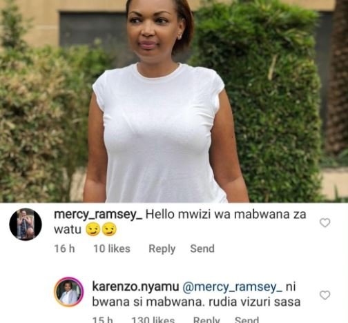 Mercy_ramsey _hello mwizi wa mabwana za watu 16 h 10 likes reply send karenzo. n