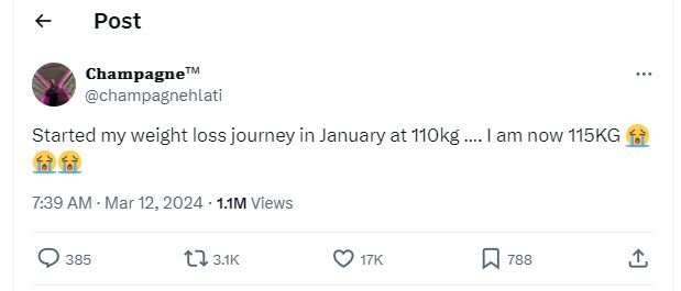 Post champagne champagnehlati started my weight loss journey in january at 11okg