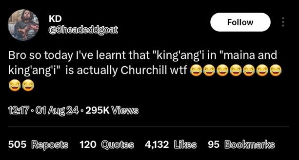 Kd sheadeddgoat follow bro so today i've learnt that king'ang'iin maina and king