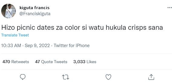 Kiguta francis franciskiguta hizo picnic dates za color si watu hukula crisps sa
