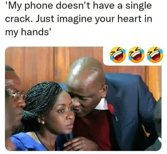 'my phone doesn't have a single crack. just imagine your heart in my hands'