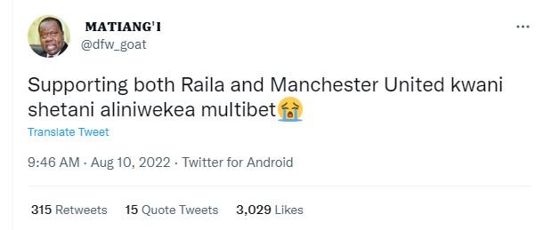 Matiang' dfw_goat supporting both raila and manchester united kwani shetani alin