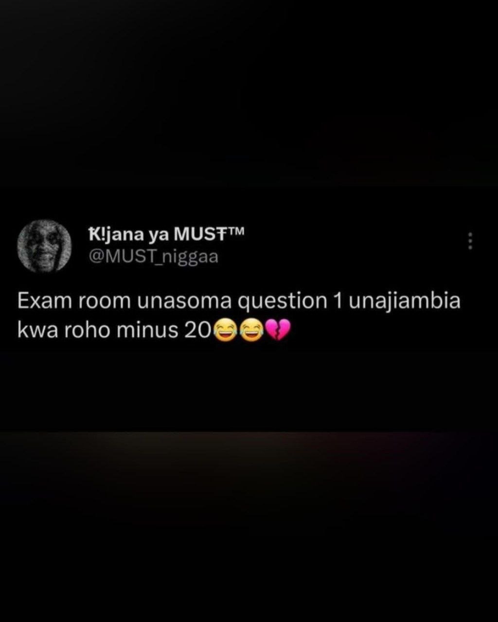 Kijana ya musftm must_niggaa exam room unasoma question 1 unajiambia kwa roho mi