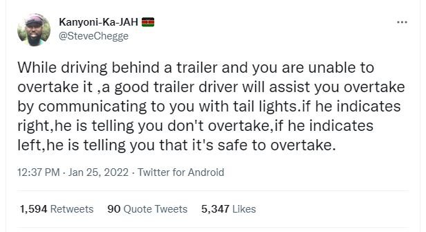 KanyoniKaJAH SteveChegge While driving behind a trailer and you are unable to ov