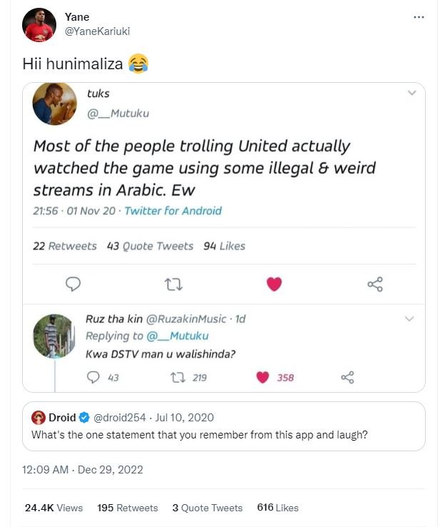 Yane yanekariuki hii hunimaliza tuks mutuku most of the people trolling united a