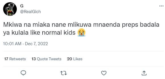Realgich mkiwa na miaka nane mlikuwa mnaenda preps badala ya kulala like normal