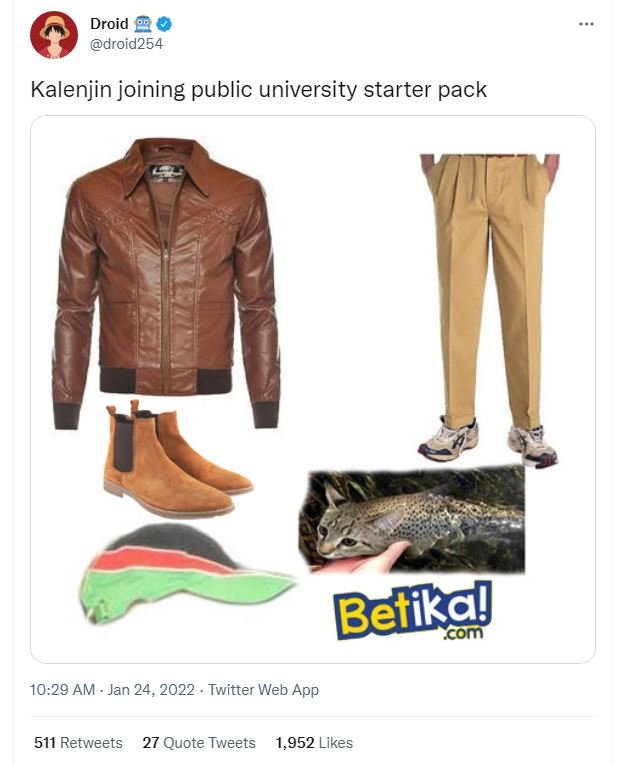 Droid droid254 Kalenjin joining public university starter pack Befikal com 10.29