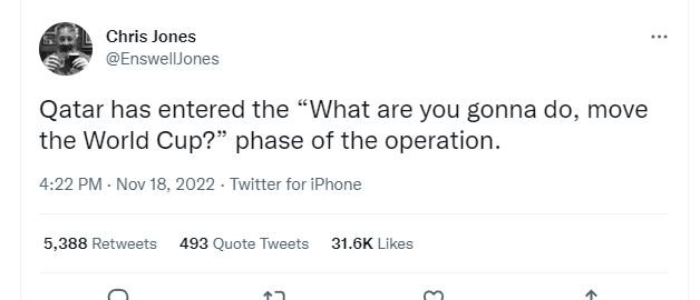 Chris jones enswelljones qatar has entered the what are you gonna do, move the w