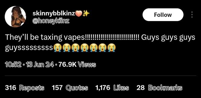 Skinnybblkinz honeykffnz follow they'll be taxing vapes guysssssssss guys guys g