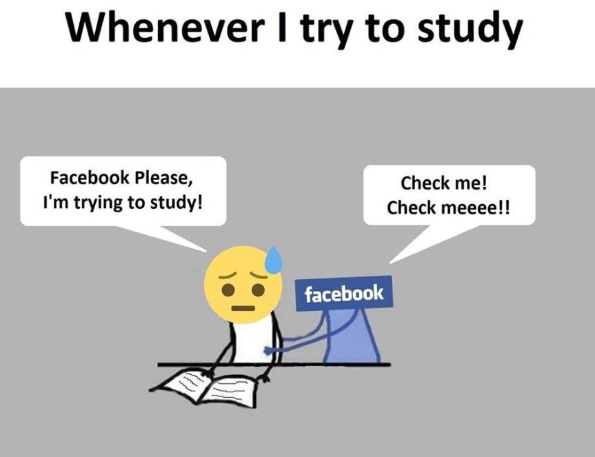 Whenever try to study facebook please, i'm trying to study! check me! check meee