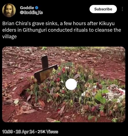 Goddie goddake subscribe brian chira's grave sinks, a few hours after kikuyu eld
