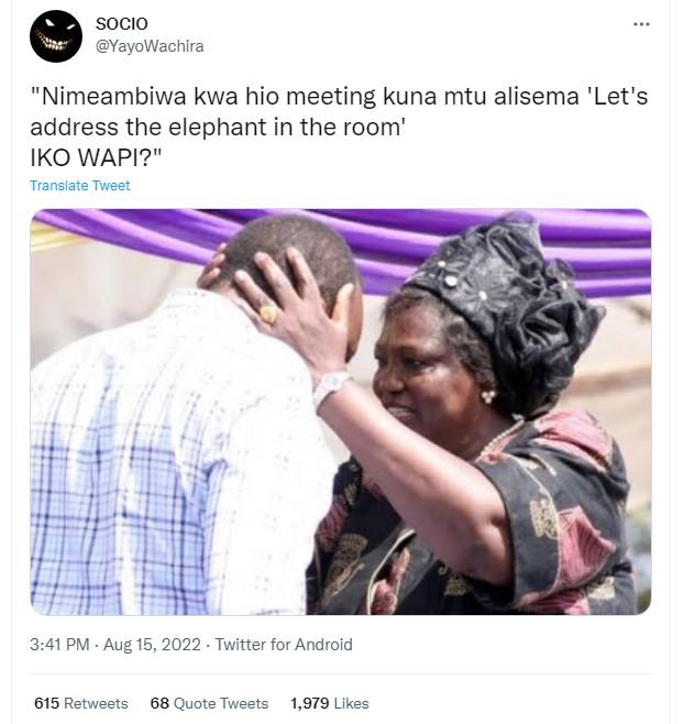 Socio yayowachira nimeambiwa kwa hio meeting kuna mtu alisema 'let's address the