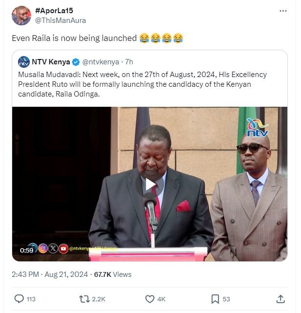 Aporlals thismanaura even raila is now being launched 4 ntv kenya ntvkenya 7h mu