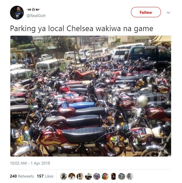 A5r realgich follow parking ya local chelsea wakiwa na game 10.02 am apr 240 ret