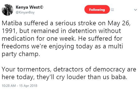 Kenya west kinyanboy following matiba suffered a serious stroke on may 26, , but