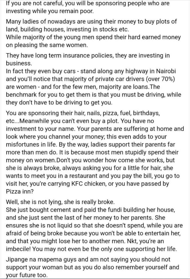 If you are not careful, you will be sponsoring people who are investing while yo