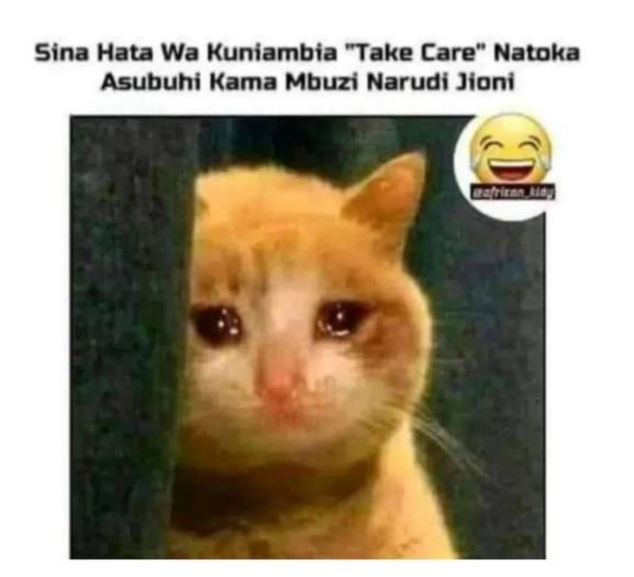 Sina Hata Wa Kuniambia Take Care Natoka Asubuhi Kama Mbuzi Narudi Jioni