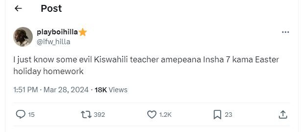 Post playboihilla ifw_hilla ijust know some evil kiswahili teacher amepeana insh