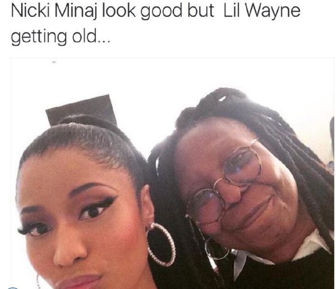 Nicki minaj look good but lil wayne getting old.