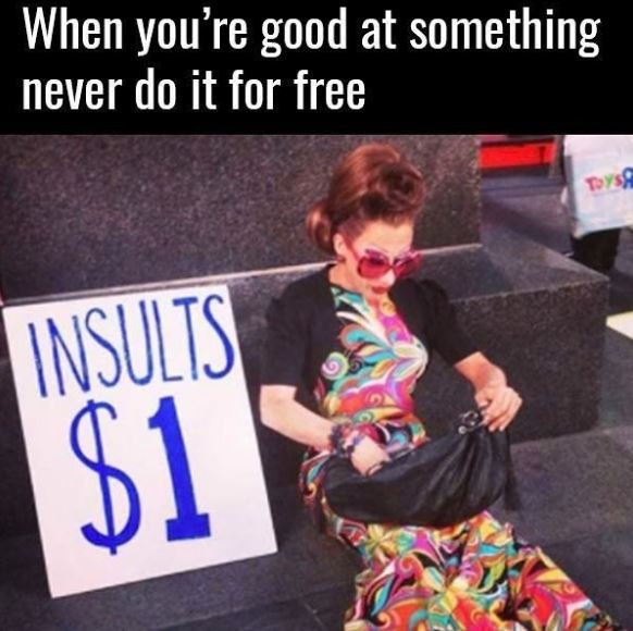 When you're good at something never do it for free insults 51