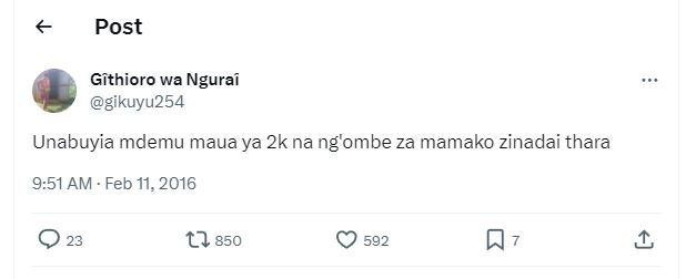 Post githioro wa ngurai gikuyu254 unabuyia mdemu maua ya 2k na ng'ombe za mamako
