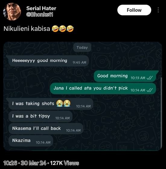 Serial hater bhonkell follow nikulieni kabisa today heeeeeyyy good morning 945 a