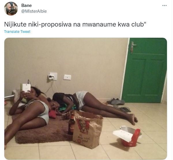 Bane misteralbie nijikute nikiproposiwa na mwanaume kwa club translate tweet