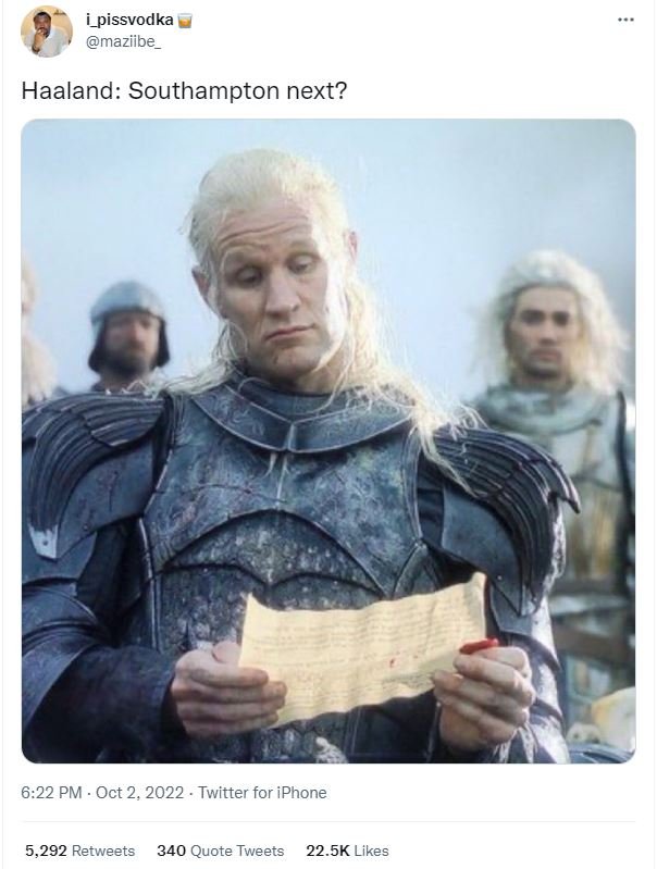 I_pissvodka maziibe haaland southampton next? 6.22 pm . oct 2, twitter for iphon