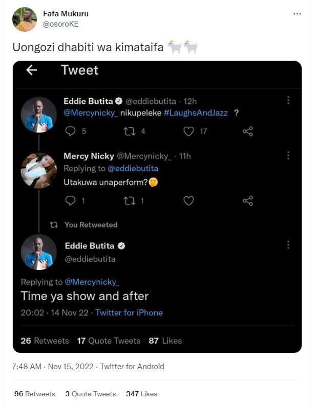 Fafa mukuru osoroke uongozi dhabiti wa kimataifa tweet eddie butita eddiebutita