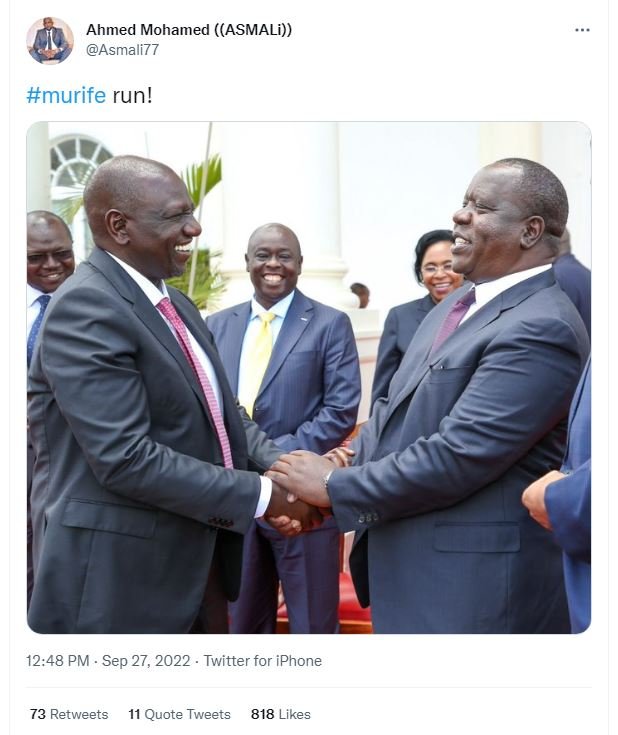 Ahmed mohamed asmali asmali77 murife run! 12.48 pm . sep 27, twitter for iphone