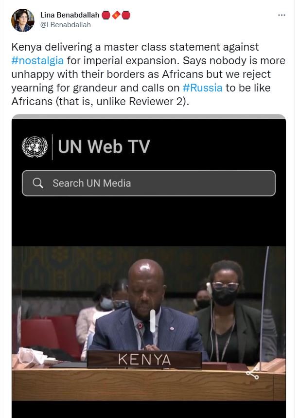 Lina Benabdallah LBenabdallah Kenya delivering a master class statement against