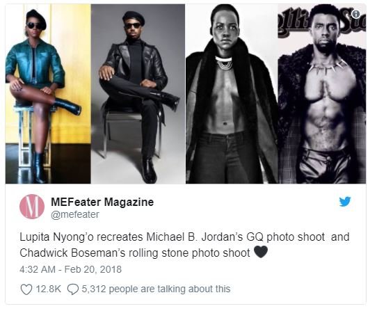 Pu6y mefeater magazine mefeater lupita nyong'0 recreates michael b. jordan's gq