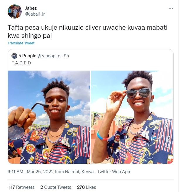 Jabez jabali_jr tafta pesa ukuje nikuuzie silver uwache kuvaa mabati kwa shingo