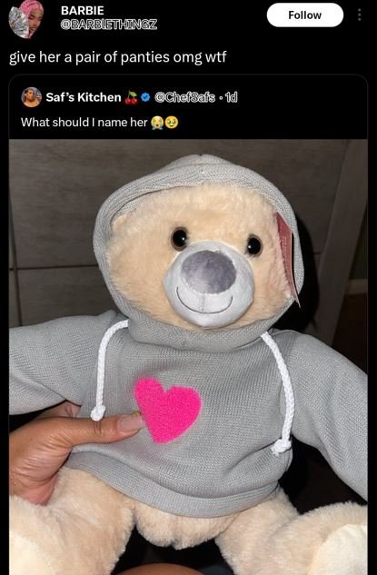 Barbie barbieihngz follow give her pair of panties omg wtf saf's kitchen chalgal