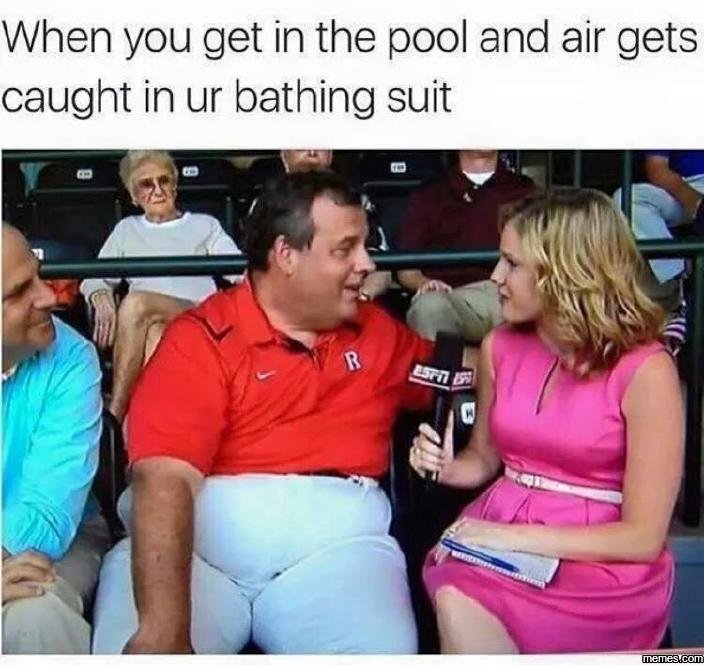 When you get in the pool and air gets caught in ur bathing suit memeacom