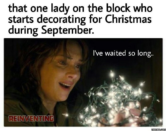 That one lady on the block who starts decorating for christmas during september.