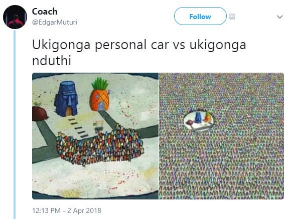 Coach edgarmuturi follow ukigonga personal car vs ukigonga nduthi 12.13 pm 2 apr