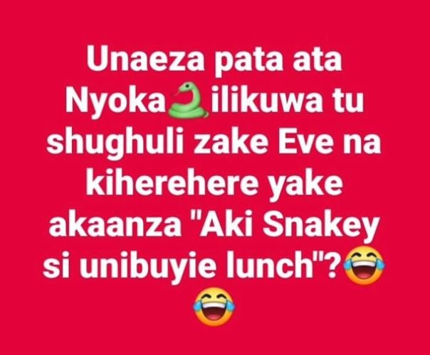 Unaeza pata ata nyoka ilikuwa tu shughuli zake eve na kiherehere yake akaanza ak