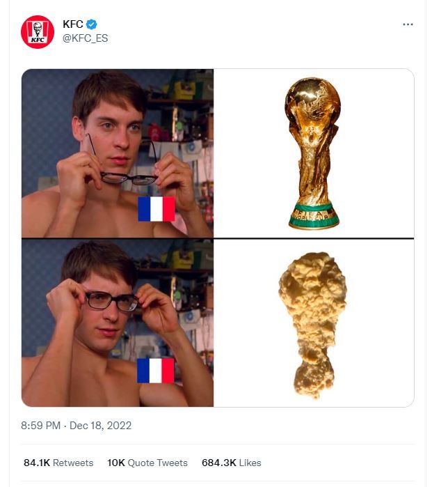 Kfc kfc_es 859 pm dec 18, 84.ik retweets 1ok quote tweets 684.3k likes