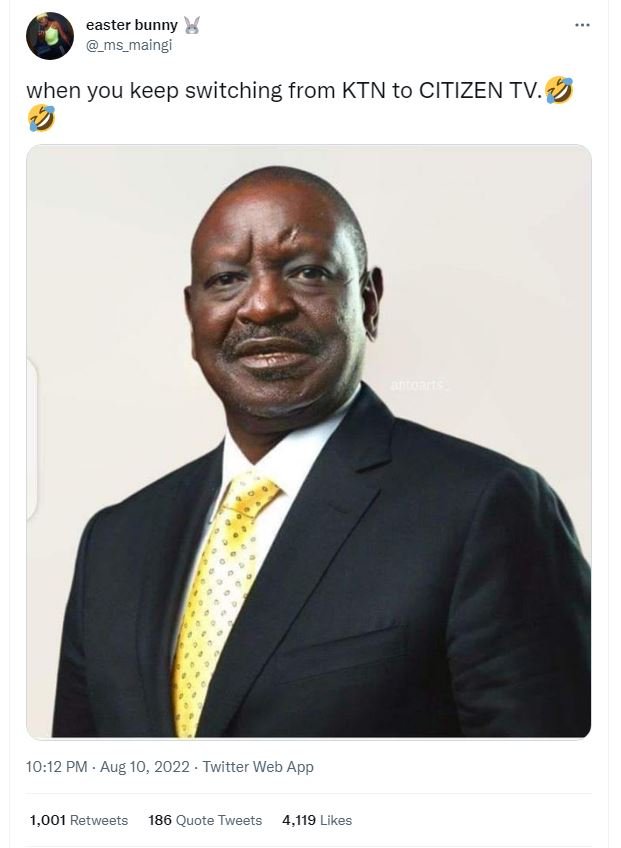 Easter bunny _ms maingi when you keep switching from ktn to citizen tv. 10.12 pm