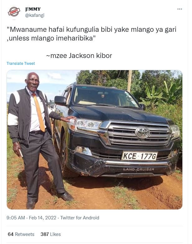 J'MMY kafangi Mwanaume hafai kufungulia bibi yake mlango ya gari unless mlango i