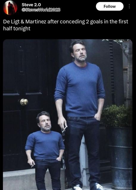 Steve 2.0 steves oild2023 follow de ligt martinez after conceding 2 goals in the
