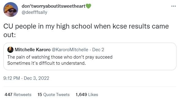 Don'tworryaboutitsweetheart deefffsally cu people in my high school when kcse re