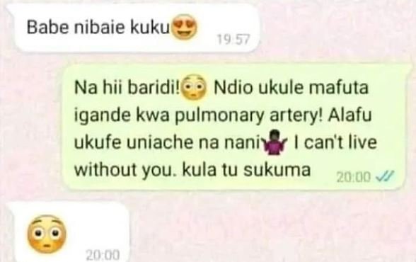 Babe nibaie kuku na hii baridi! ndio ukule mafuta igande kwa pulmonary artery! a