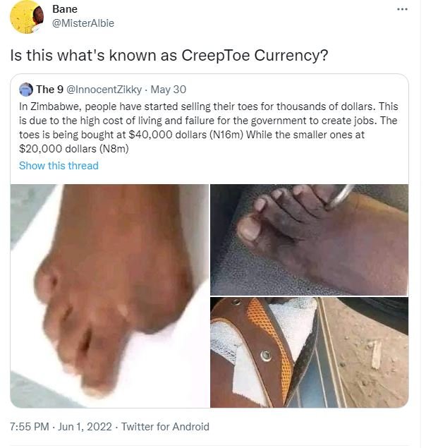 Bane misteralbie is this what's known as creeptoe currency? the 9 innocentzikky