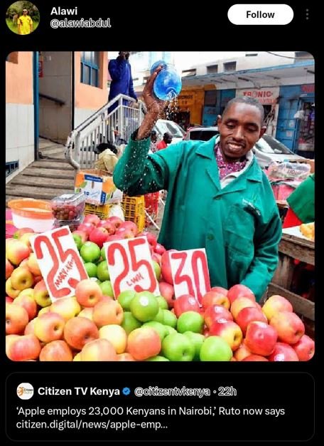 Alawi alanfabalul follow 2 kc citizen tv kenya citizgckanya 'apple employs 23,00